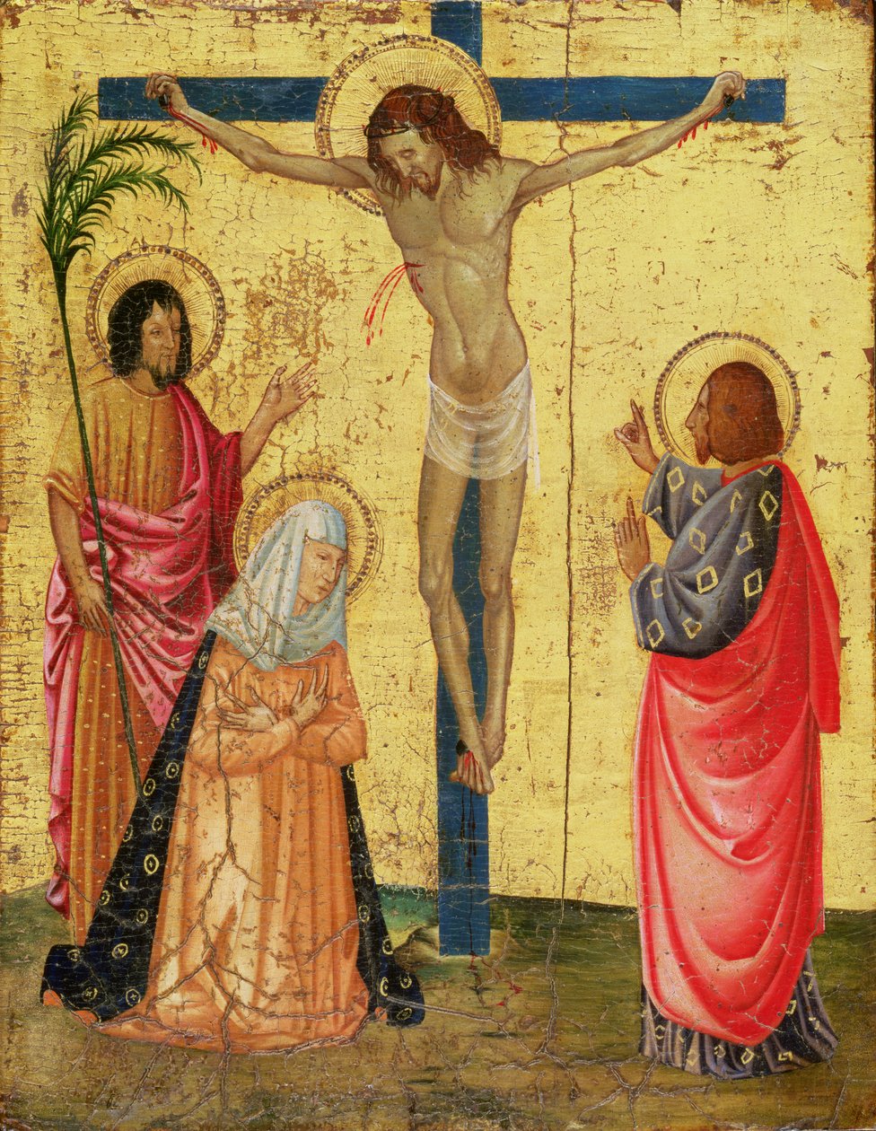 Crucificação (têmpera e folha de ouro no painel) de French School