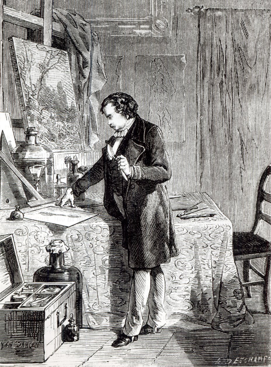 Daguerre descobre a sensibilidade à luz do iodeto de prata em 1831 de French School