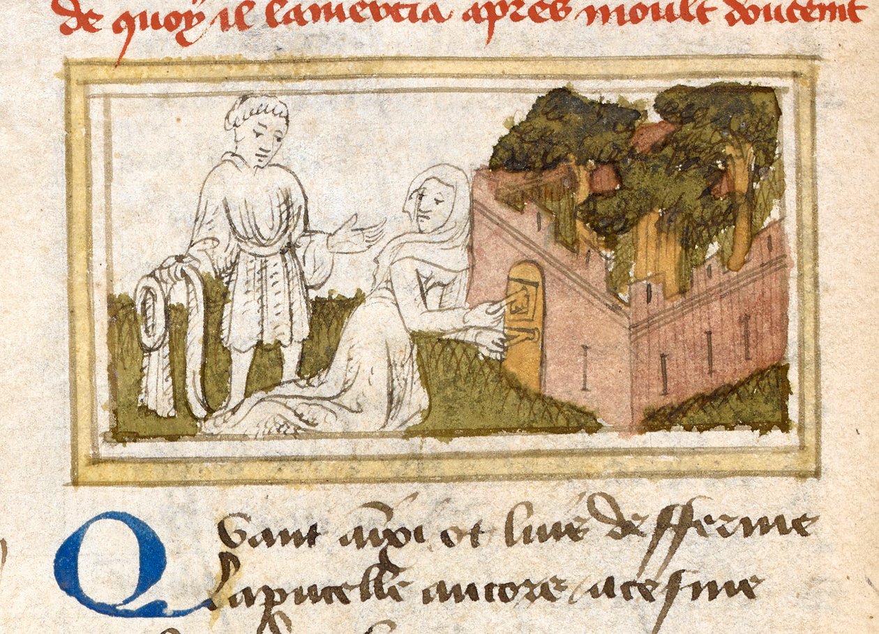Dame Oiseuse a admitir o Amante através das portas do Jardim dos Prazeres, de 