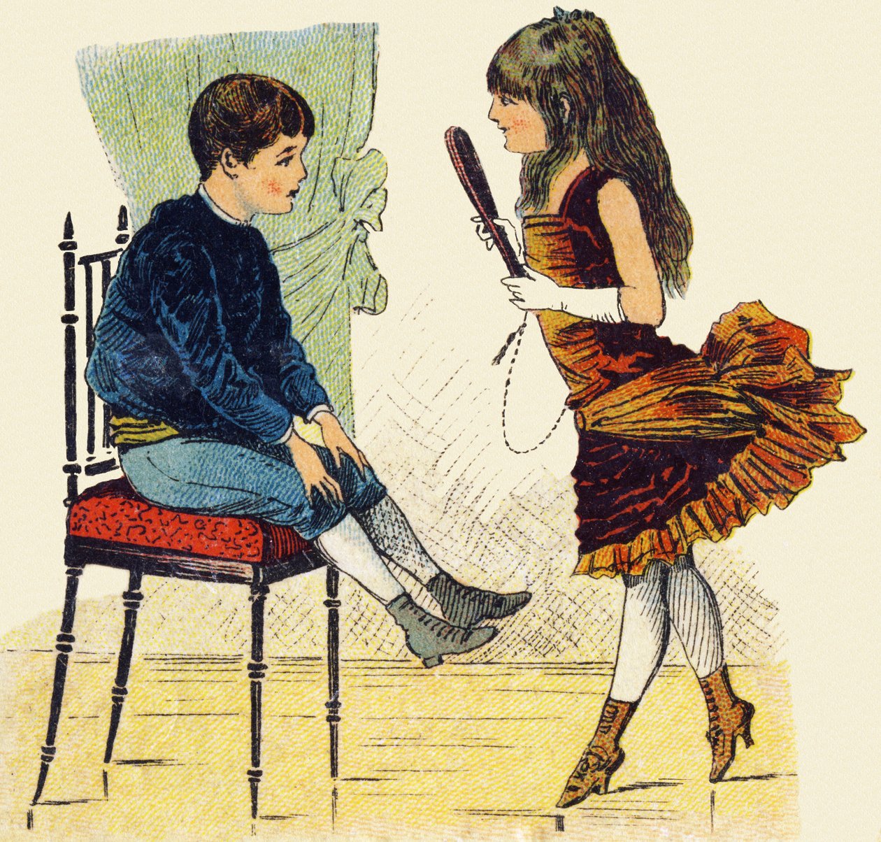 Dançarino. Gravura em "ABC indechirable sobre tela envernizada". A. Capendu, editor, Paris, final do século XIX. Livraria infantil ilustrada. 8 páginas. Dim: 21,5x18cm . de French School