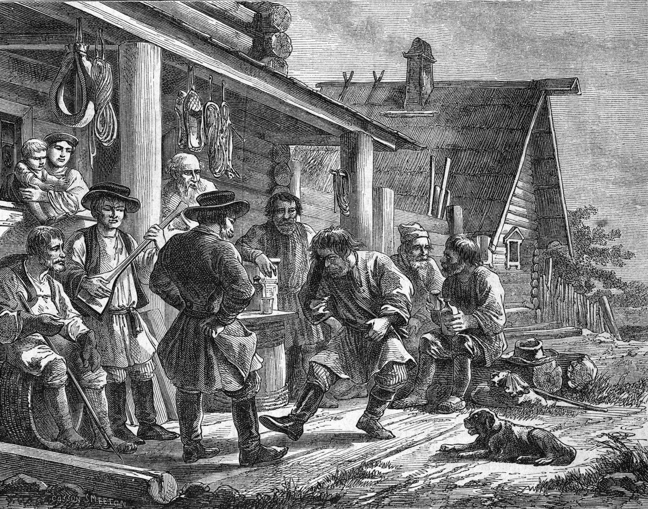Danse Villageoise Russe.Engraving by Durand depois de uma estampa russa. de French School
