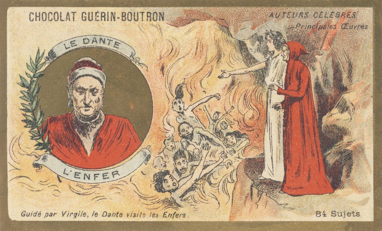 Dante Alighieri, conhecido como "Dante" (1265-1321), poeta florentino, escritor, pensador e político, autor de "Inferno". de French School