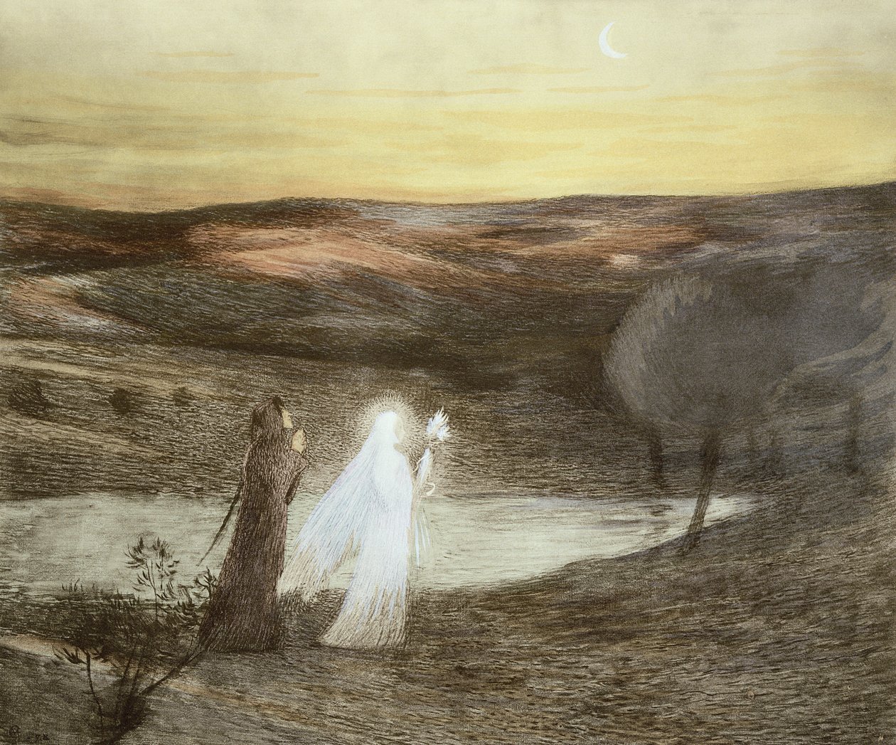 Dante e Beatrice, do LEstampe Moderne, publicaram Paris em 1897-99 de French School
