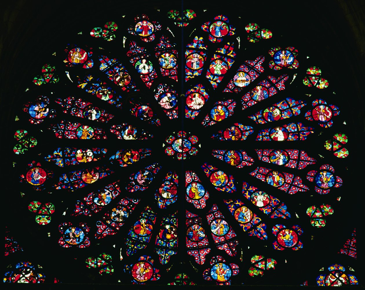 Morte e Assunção da Virgem e do Coro Celestial, da rosácea oeste, c.1260 (ver também 11494) de French School