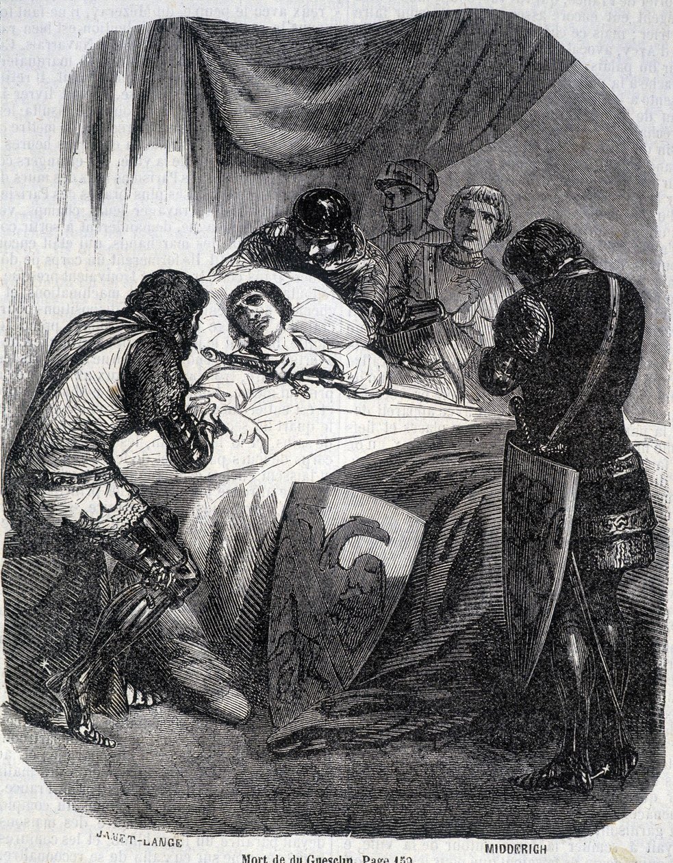 Morte de Du Guesclin em 1380 - no "Histoire de France" de L.-P. Anquetil de French School