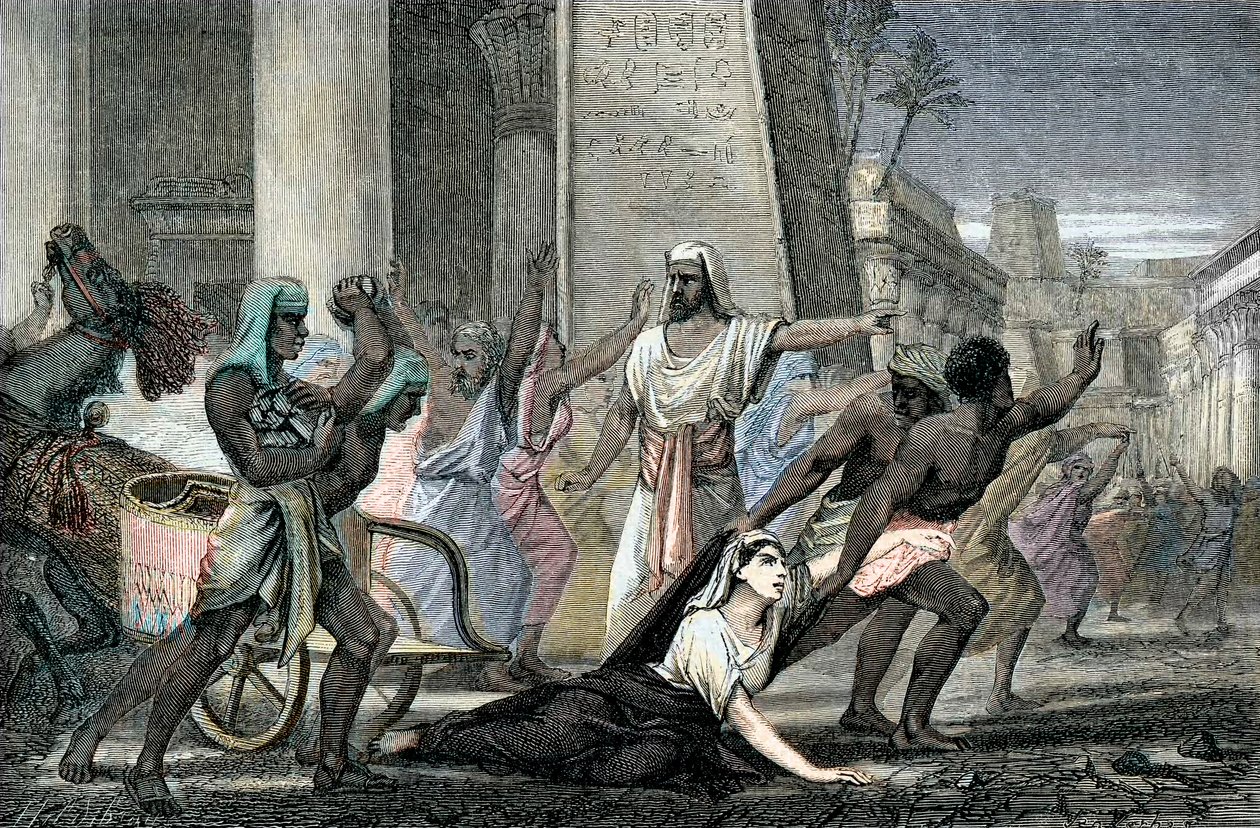 Morte de Hipatia assassinada por seguidores de Cirilo, Patriarca de Alexandria, final do século XIX (gravura) de French School