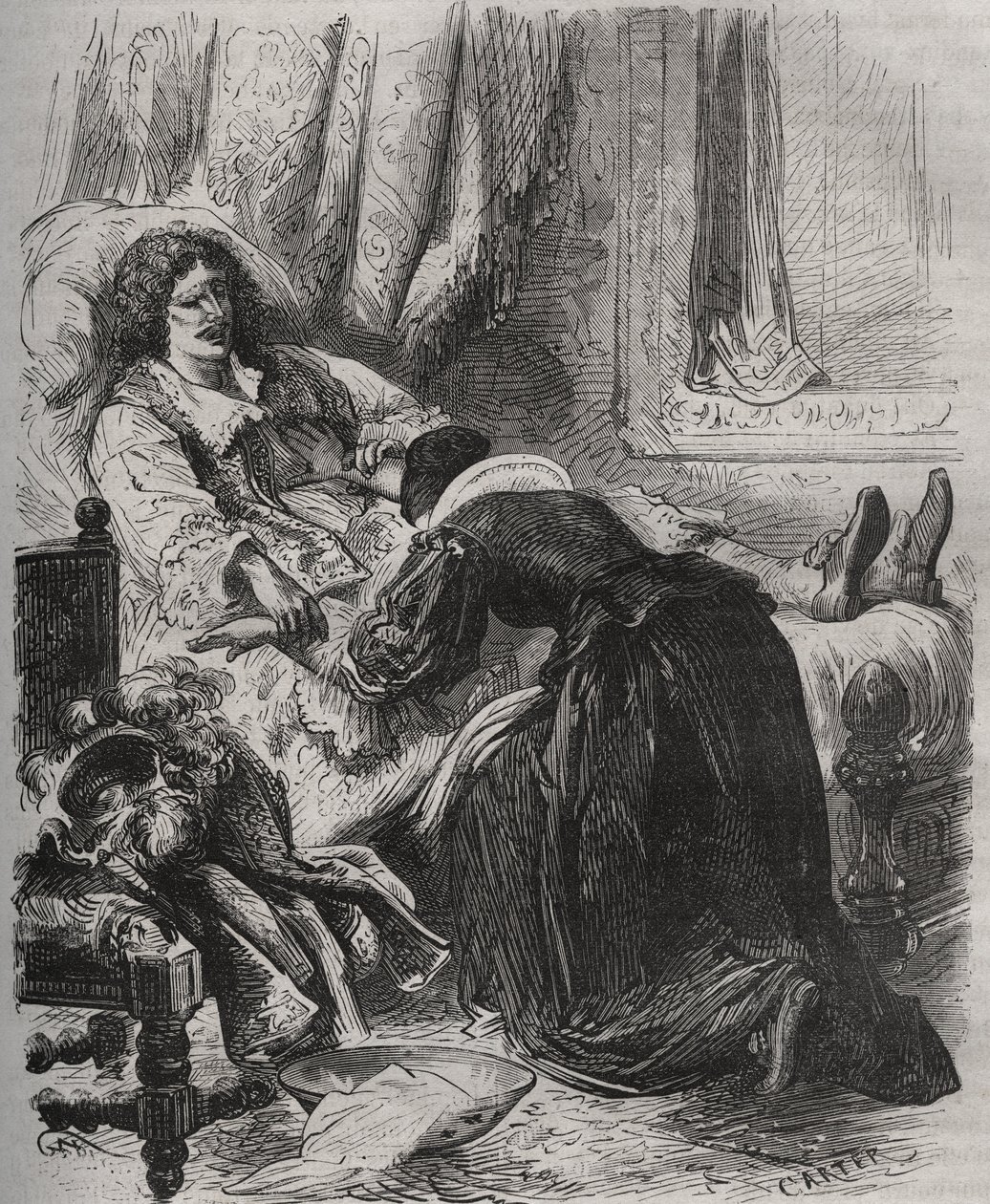 Morte de Jean Baptiste (Jean-Baptiste) Poquelin, dit Moliere (1622-1673), 17 de fevereiro de French School