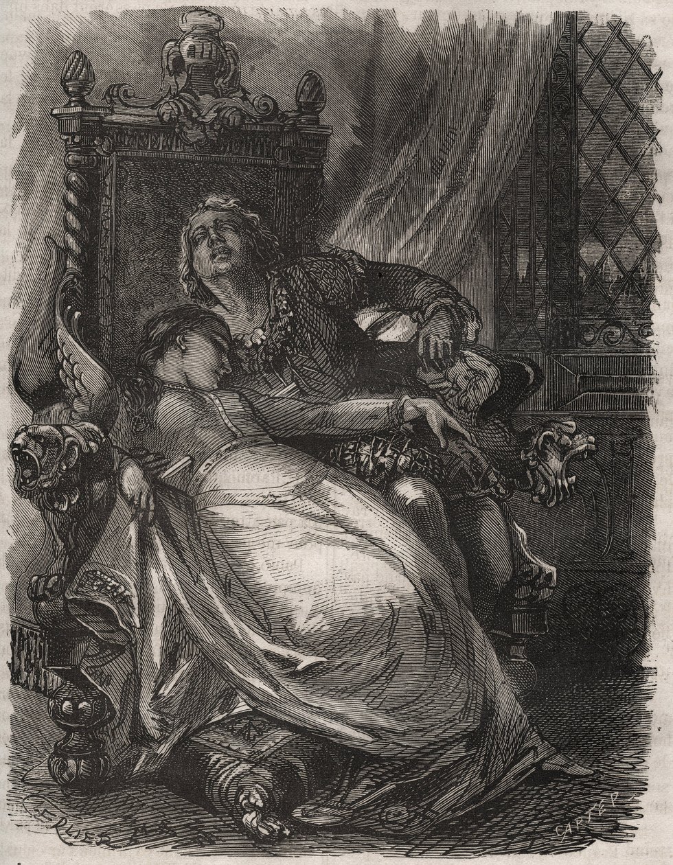 Morte de Paolo e Francesca: a esposa de Francesca Da Rimini (Françoise de Rimini de French School
