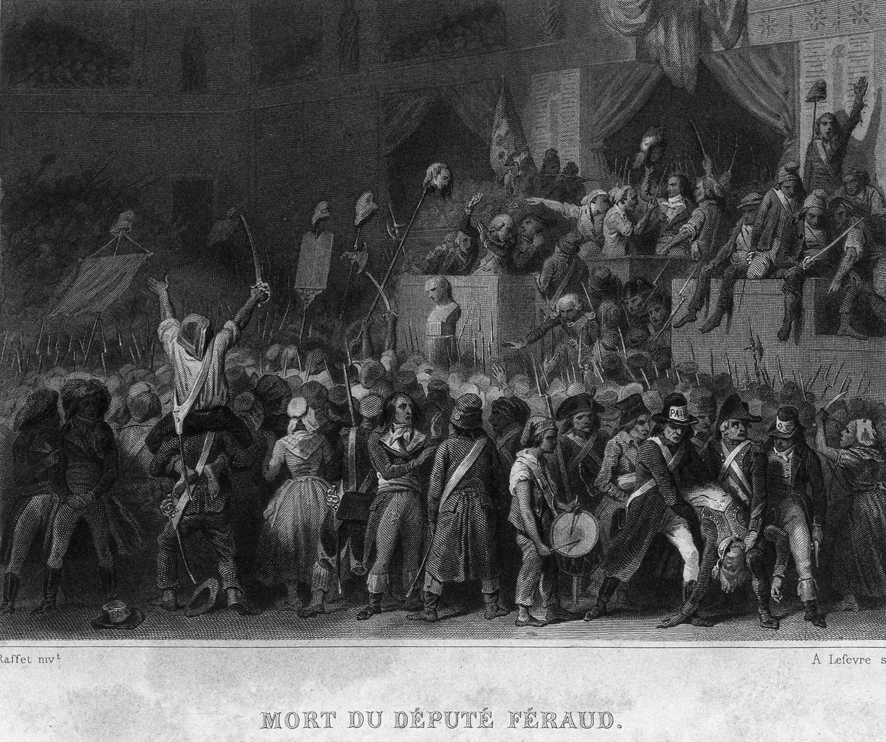 Morte do deputado Jean Feraud (ou Ferraud: 1764-1795) - em "Revolução Francesa" de Thiers de French School