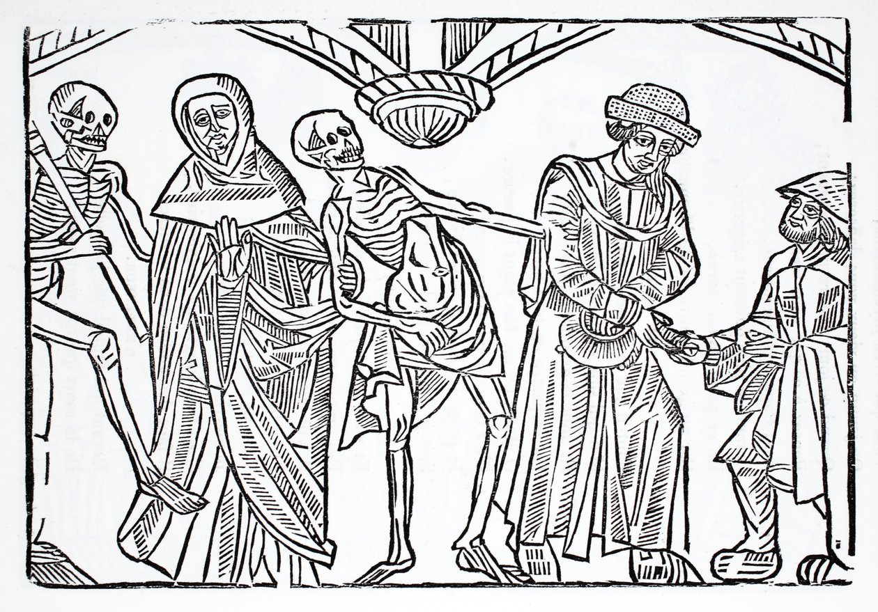 Morte com um monge e usurário de French School