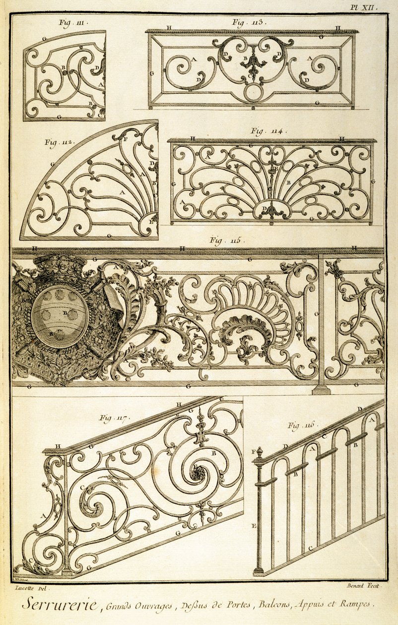Ferragens Decorativas, da Diderots Encyclopaedia, pub. 1771 de French School