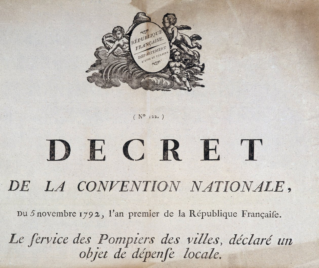 Decreto da Convenção Nacional de 5 de Novembro de 1792 sobre os bombeiros da cidade de French School