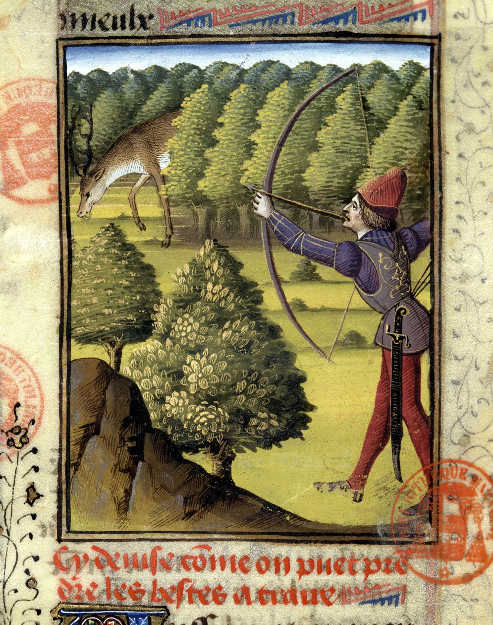 A caça ao veado - no "Livro de caça de Gaston Phoebus, Conde de Foix, Senhor de Béarn". de French School