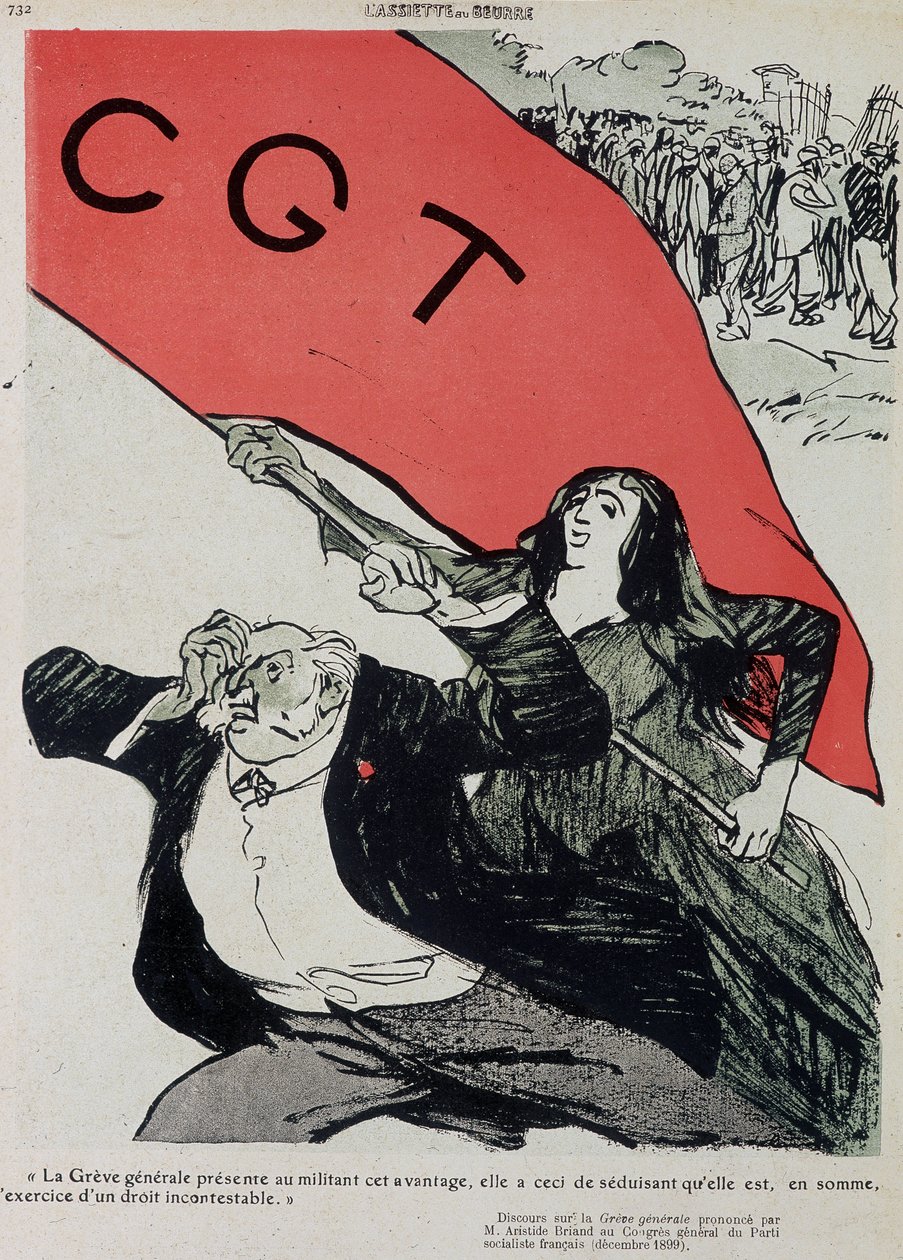 Demonstração e bandeira da CGT - em "L