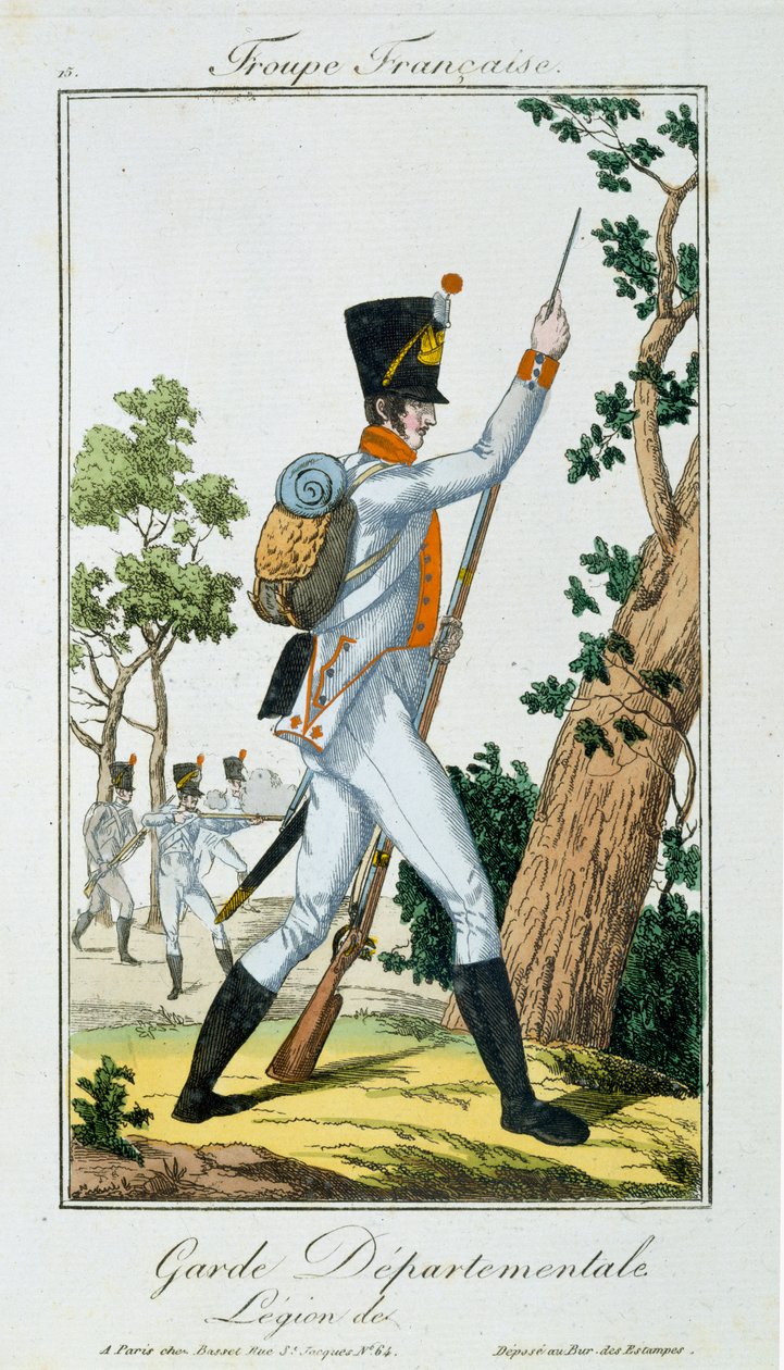 Guarda Departamental, das tropas francesas, pub. em Basset, Paris, c.1790 de French School