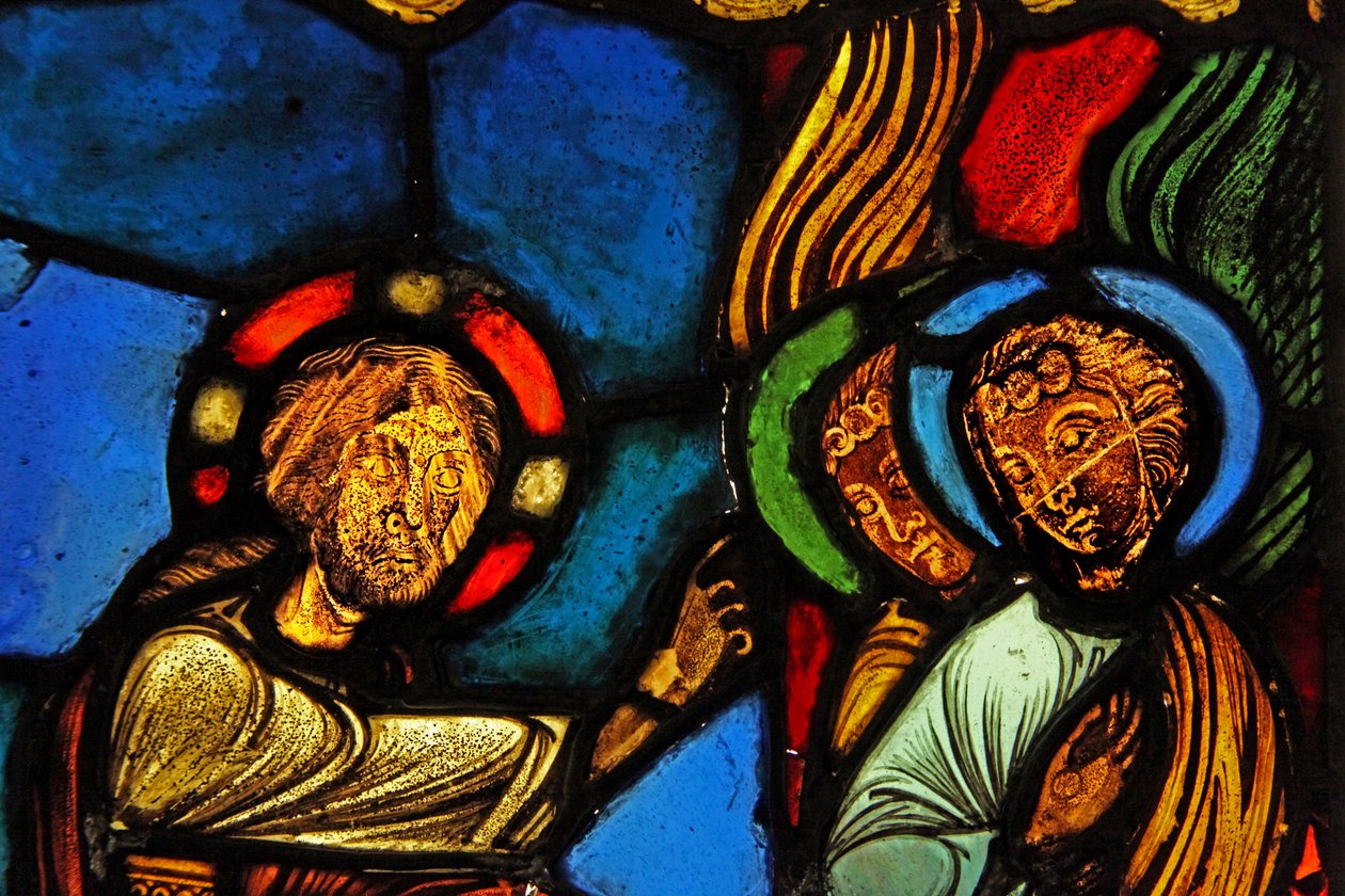 Retratando Cristo assistido por anjos (depois da Tentação), Ex Catedral de Troyes de French School