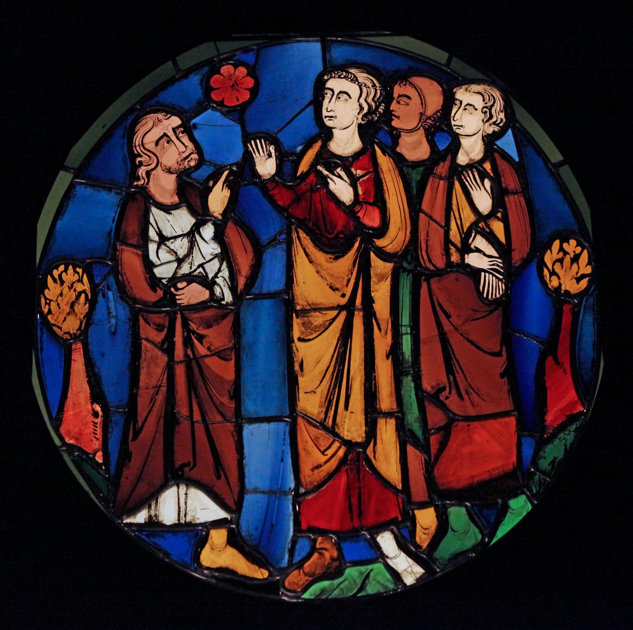 Retratando Jó e seus filhos, ex Ste Chapelle (Bay D, a janela de Judith) de French School