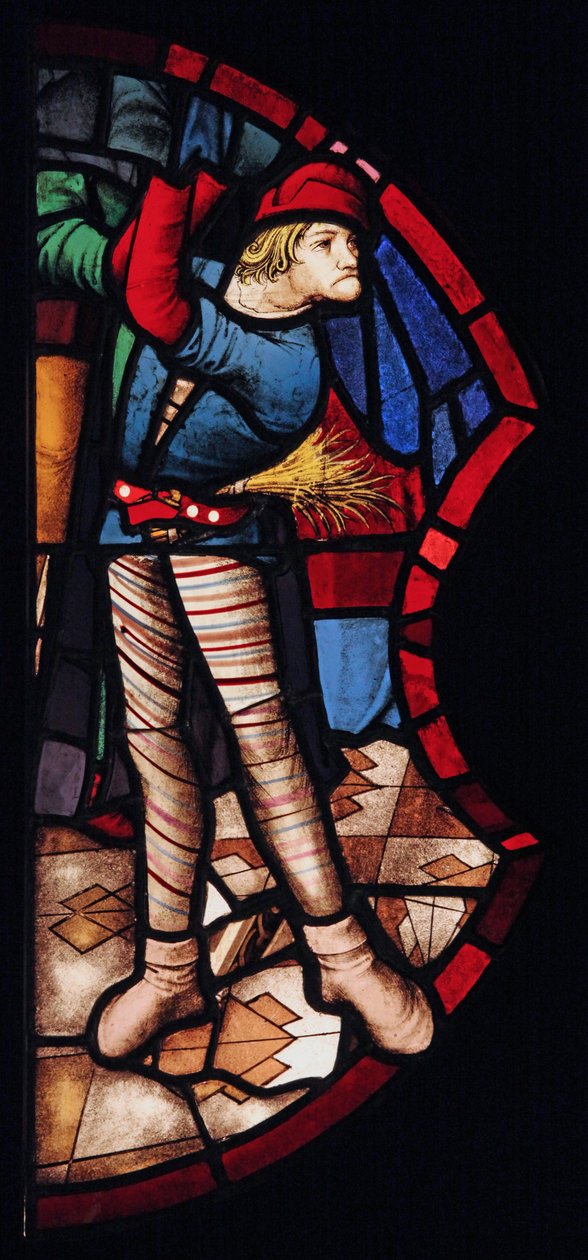 Retratando um torturador; originalmente da St Chapelle, onde introduziu em c.1500; é um bom exemplo de vidro veneziano de French School