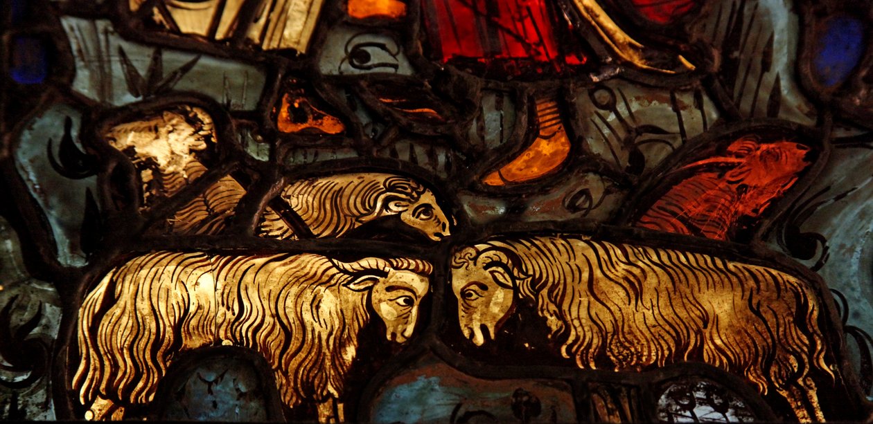 Retratando ovelhas da Anunciação aos Pastores (ex Varennes-Jarcy - originalmente da Abadia de Gercy) de French School