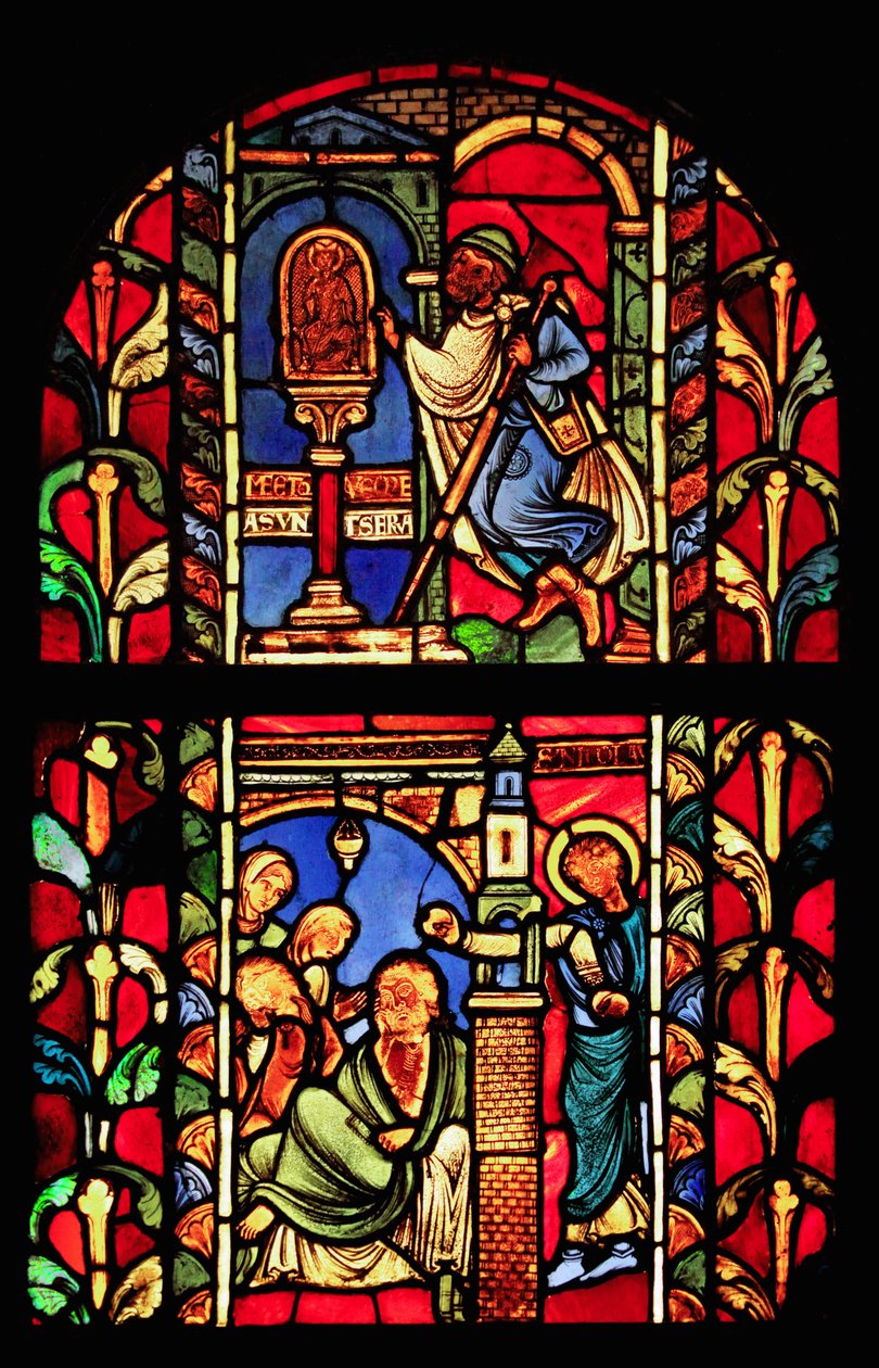 Retratando a janela de São Nicolau (antiga Catedral de Troyes) de French School