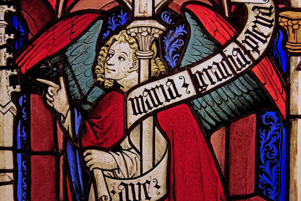 Retratando o anjo Gabriel na Anunciação, originalmente do Alto Reno de French School