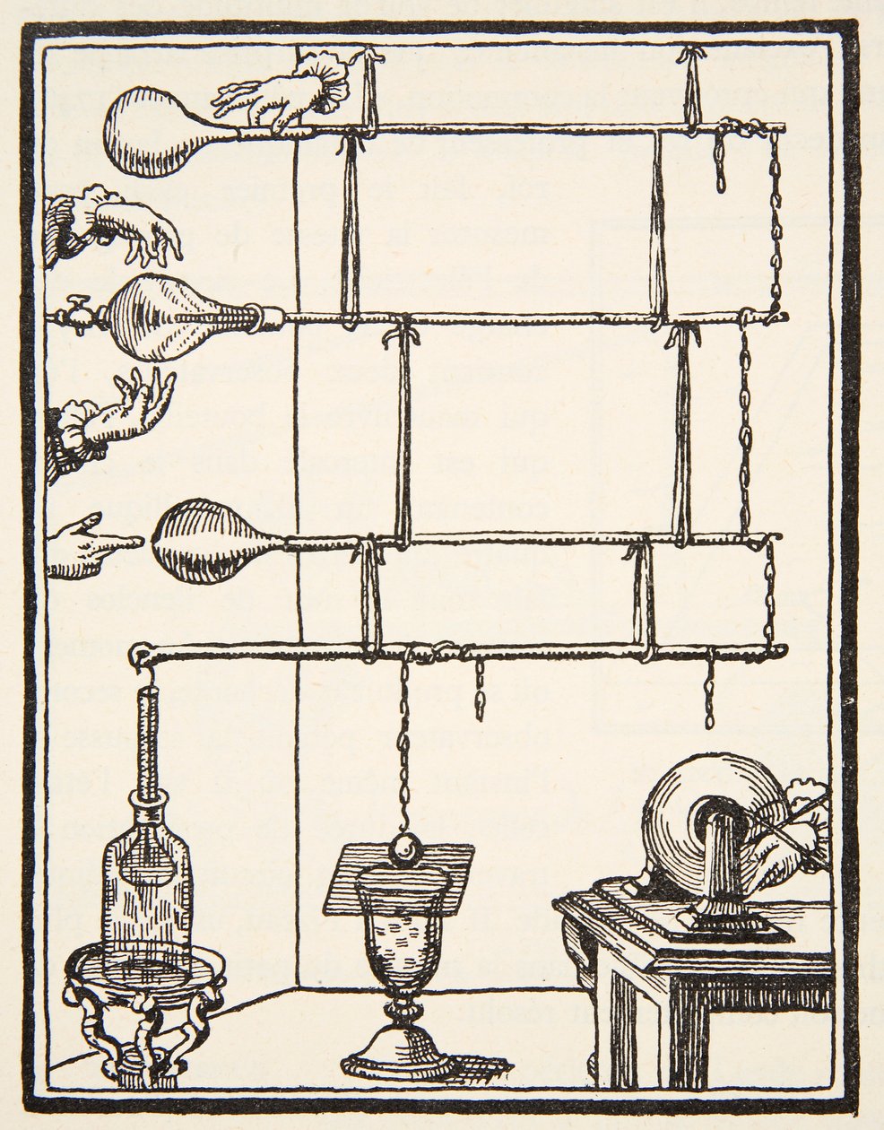 Descendente de electrisques no caso raro, 1753, cópia por Boris Mestchersky (d.1957) Ilustração da História da Francaise Nacional, Ciências, Volumes I & II, por Gabriel Hanotaux (1853-1944), 1924 (lith de French School