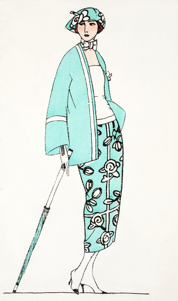 Design para um vestido dia c 1919 (impressão pochoir) de French School
