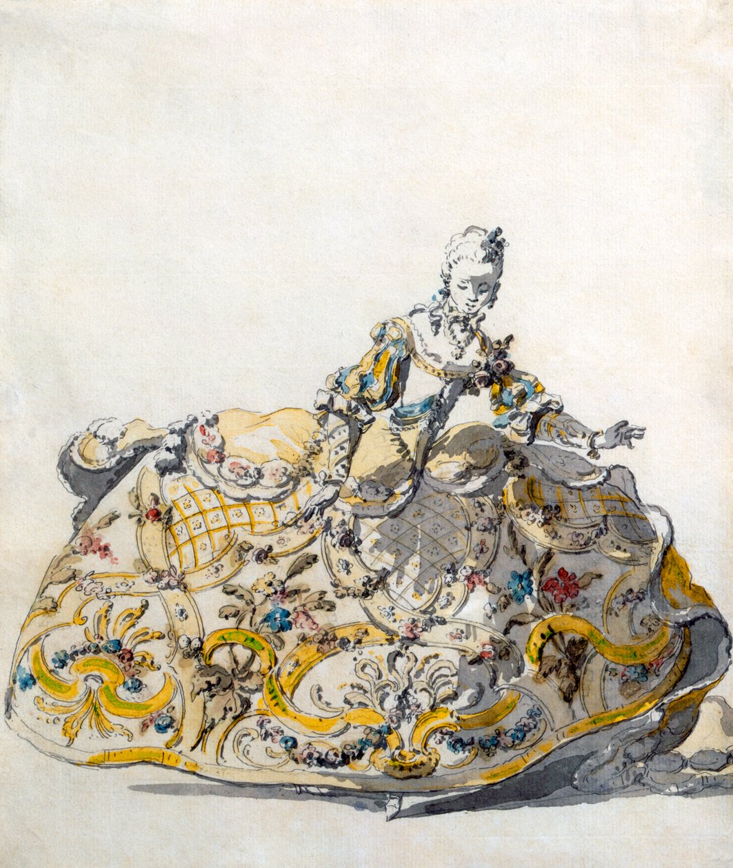 Design para um vestido de senhora, de 1780 de French School