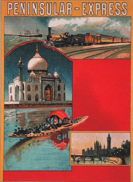 Desenho para cartaz publicitário do Expresso Peninsular, início do séc. XX. (lito colorido) de French School