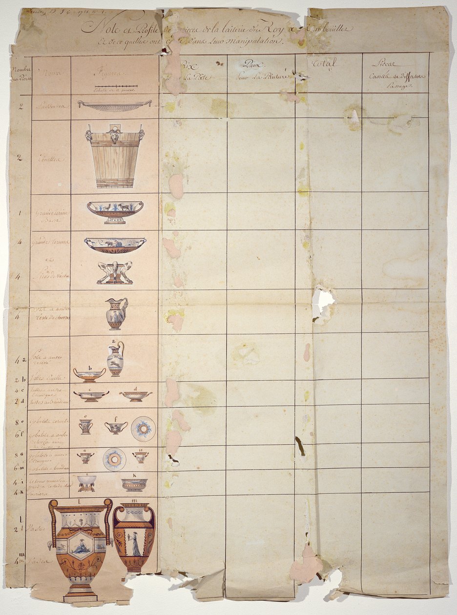 Projetos para o serviço de laticínios Rambouillet, Sevres Workshop (wc on paper) de French School