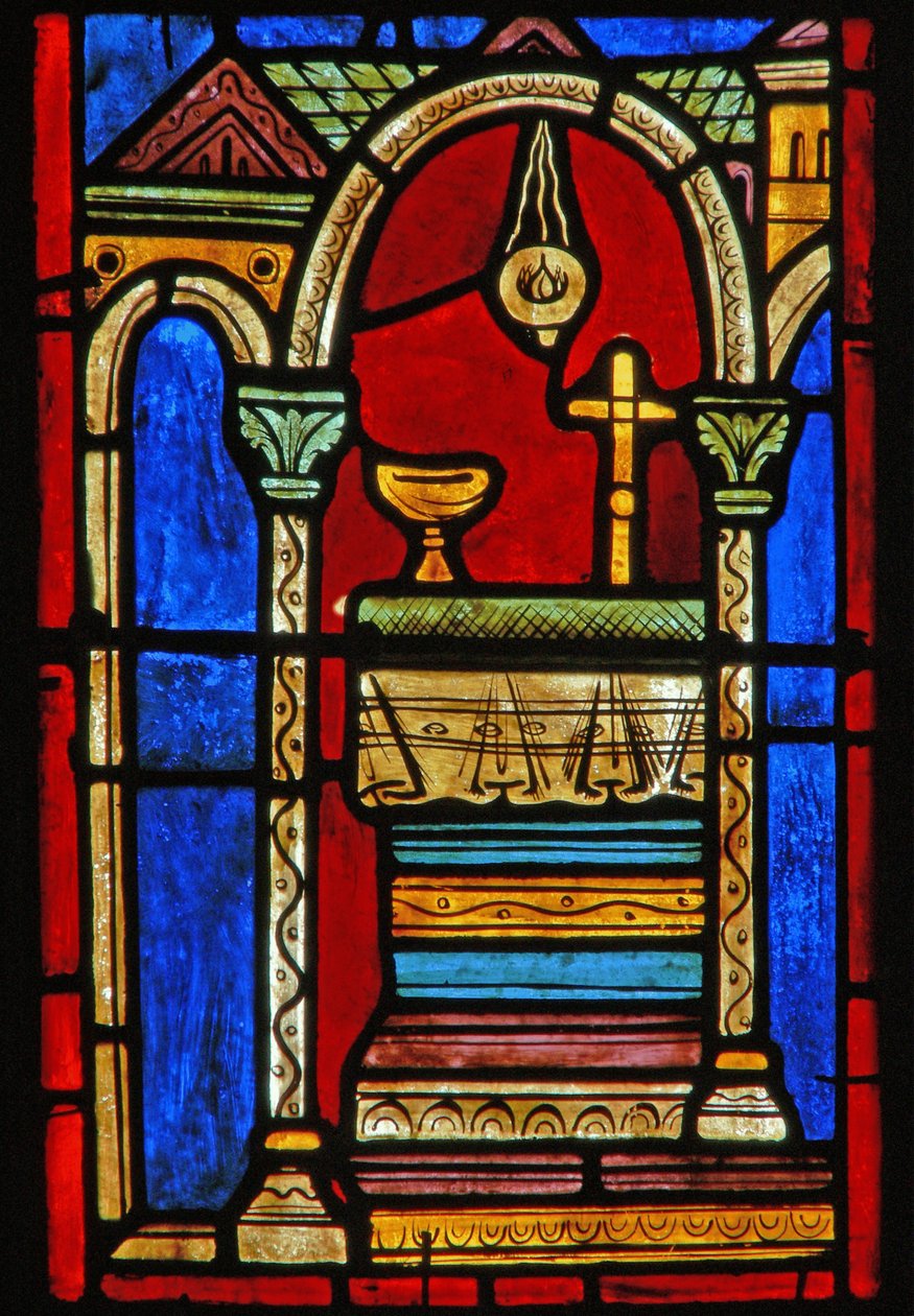 Detalhe de uma janela representando cenas da vida de Santa Maria, o Egípcio de French School