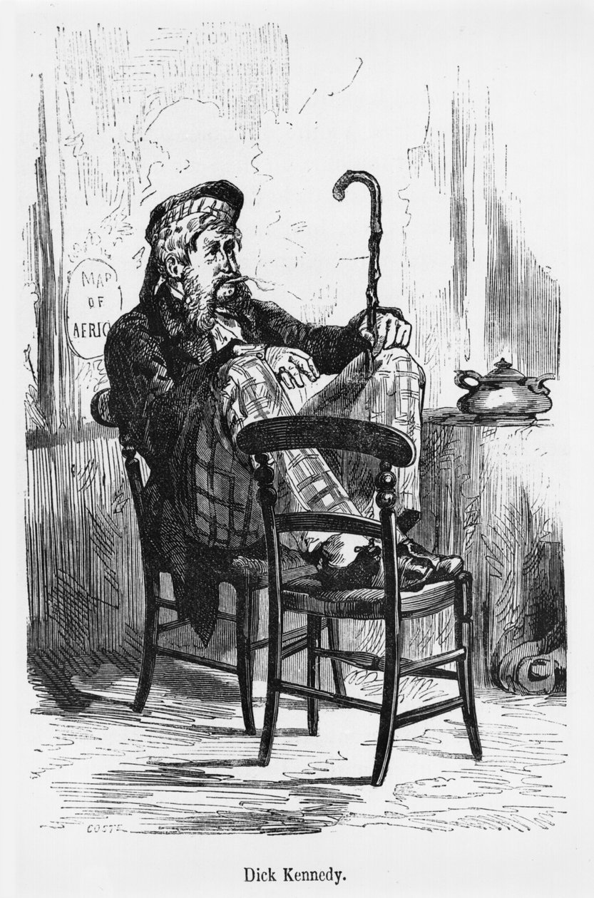 Dick Kennedy, ilustração de cinco semanas em um balão por Jules Verne (1828-1905) Paris, Hetzel de French School