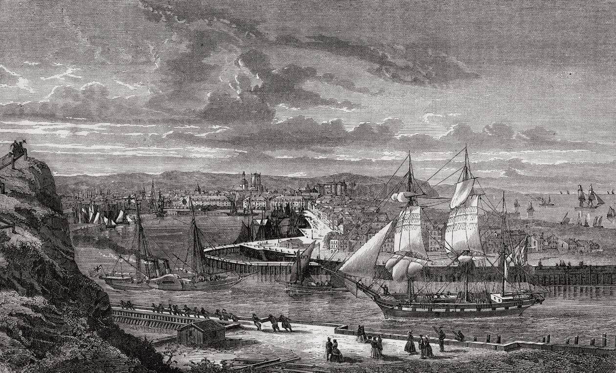 Dieppe no século XVIII, de "História da Revolução Francesa" por Louis Blanc (1811-82) de French School