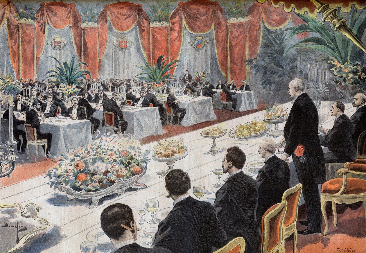 Jantar para os líderes do comércio e da indústria francesa na Bolsa de Paris de French School