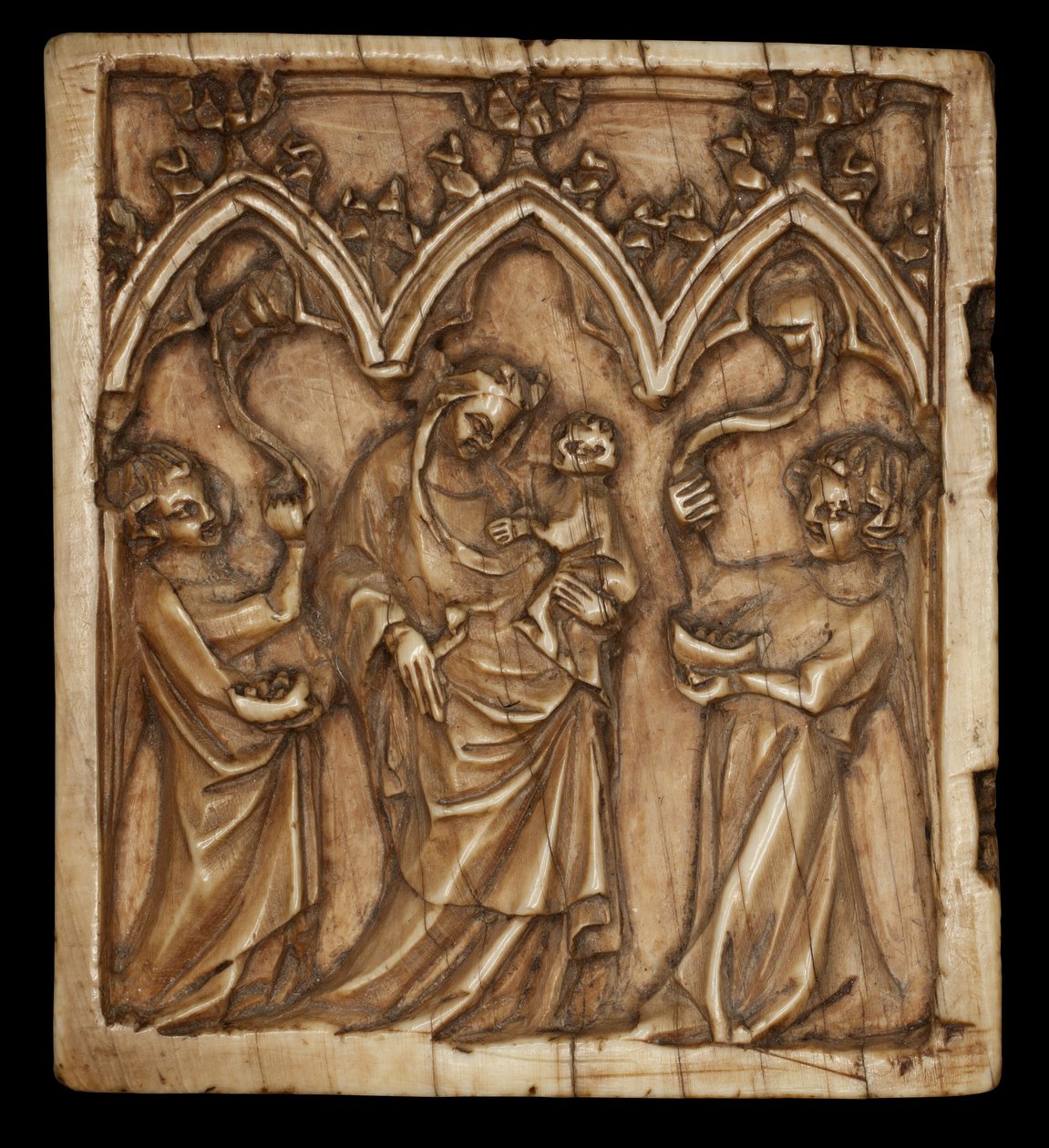 Painel díptico com Virgem e Criança e dois anjos, 1375-1400 de French School