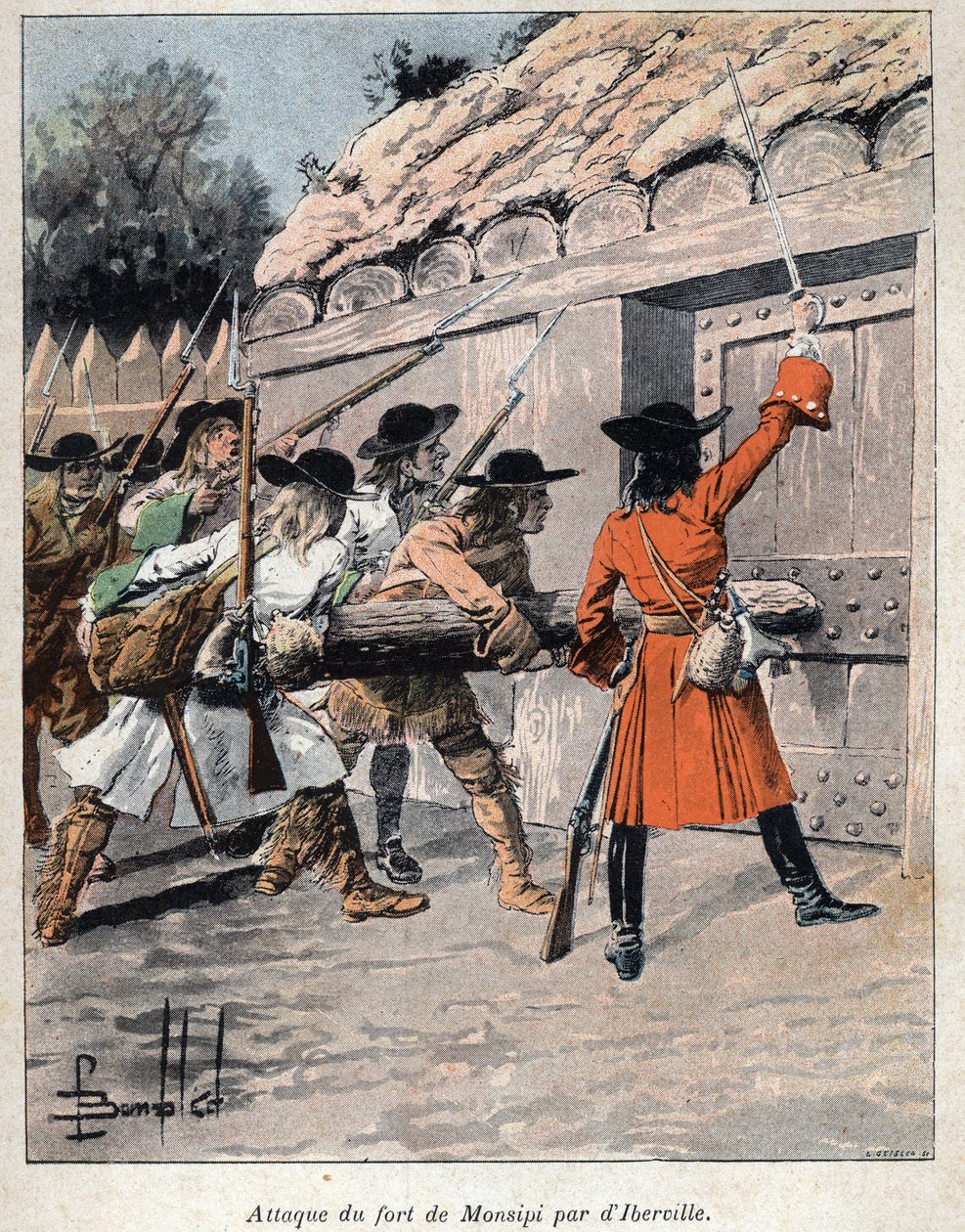 Descobrimos o Canadá: Ataque do Forte Monsipi (Alce, depois Saint Louis ou Saint Louis) por Pierre Le Moyne d