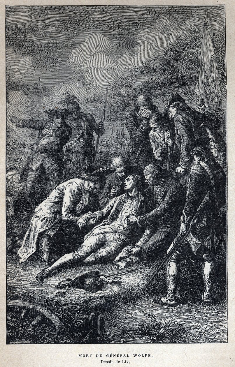 Descobrimos o Canadá: Morte do General James Wolfe (1727-1759) Militar britânico na Batalha do Québec em 13 de setembro de French School