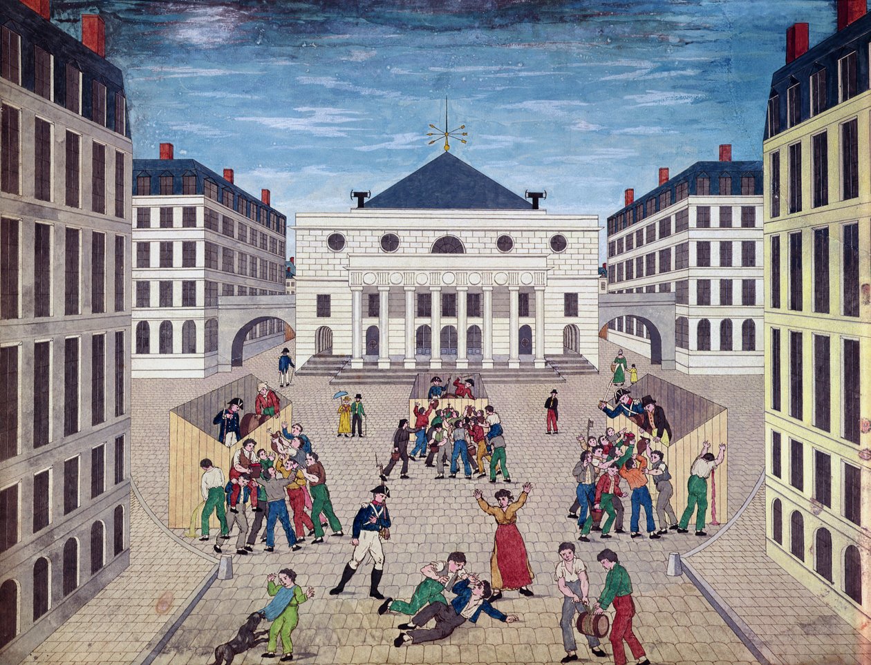 Distribuição de vinho na Place de lOdeon em Paris, c.1805-10 (wc no papel) de French School
