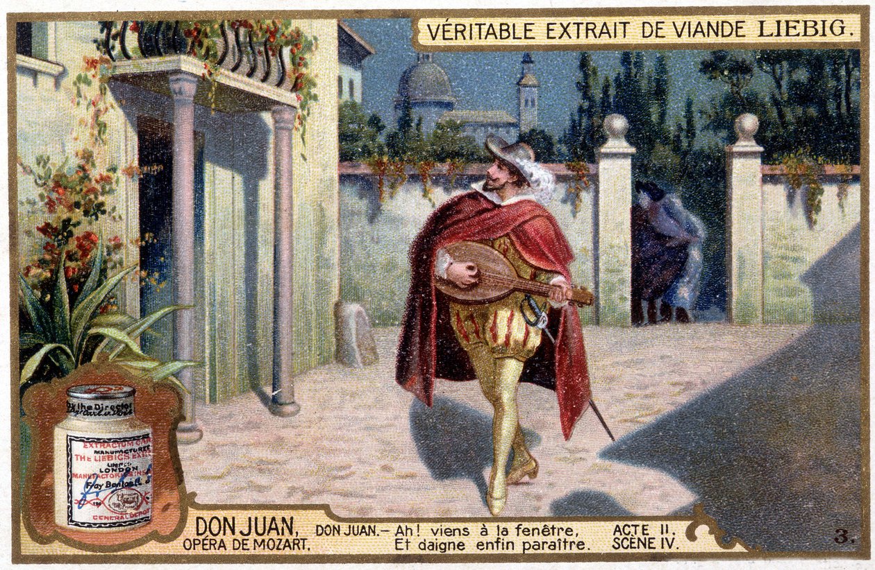 Don Juan em Troubadour: Ato II sc. IV da ópera de Mozart "Don Giovanni" Liebig Cromolitografia, v.1900 de French School