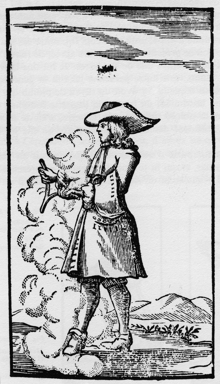 Dowser com haste de mergulho deflectora - Rhabdomancie - Explicação da baguete em "La Physique occult, ou Treat de la baguette divinatoire" - Paris 1693 pelo físico da Abbe de Vallemont (Pierre Le Lorrain), numismático e literato francês do 17º de French School