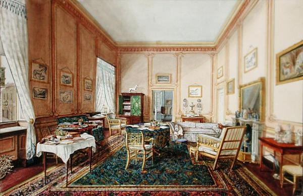 Sala de Desenho (aguarela sobre papel) de French School
