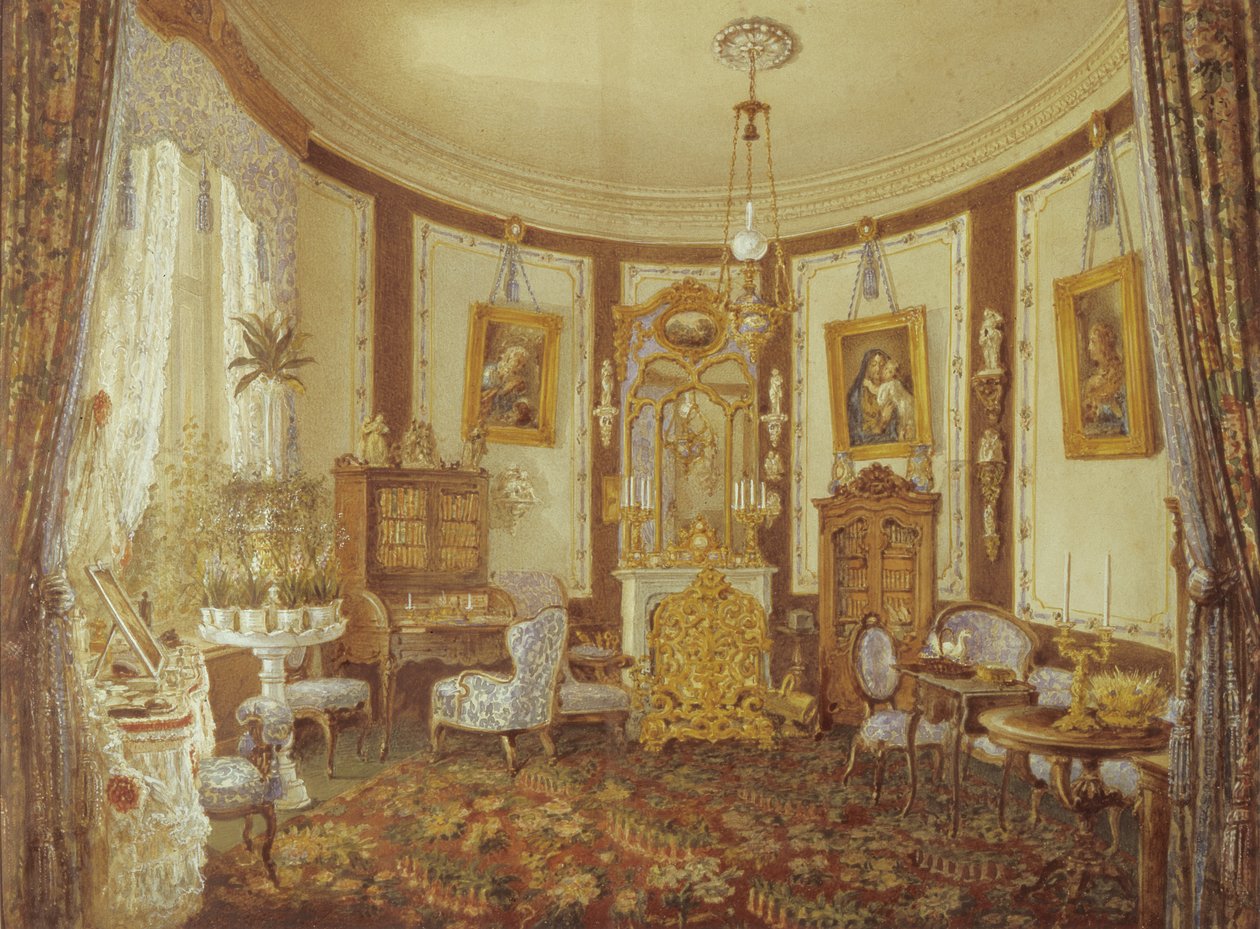 Sala de estar do Chateau de Sache (wc no papel) de French School