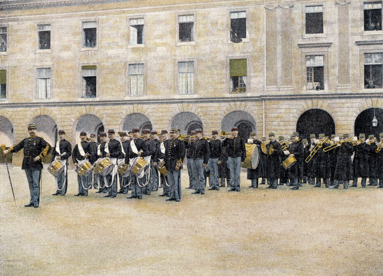 Bateria, cornetas e música - em "Album militaire" - Legion of the Guard de French School