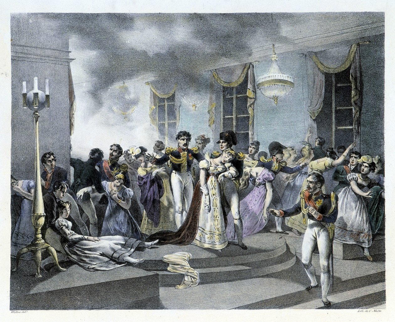 Durante a celebração do casamento de Napoleão I com Marie Louise na Embaixada da Áustria em Paris, em 01/07/1810, um incêndio deflagrou. Houve várias mortes. Napoleão I mais tarde criou os Bombeiros. de French School