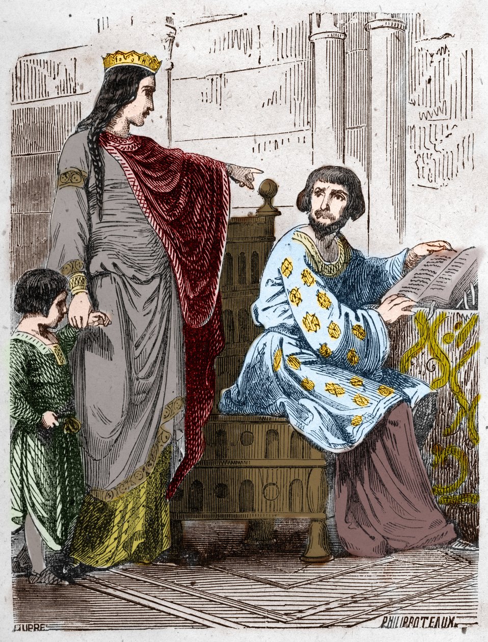 Dinastia dos Capetianos: Constância de Arles (986-1032), Rainha de França, com Robert II, o Piedoso (972-1031). de French School