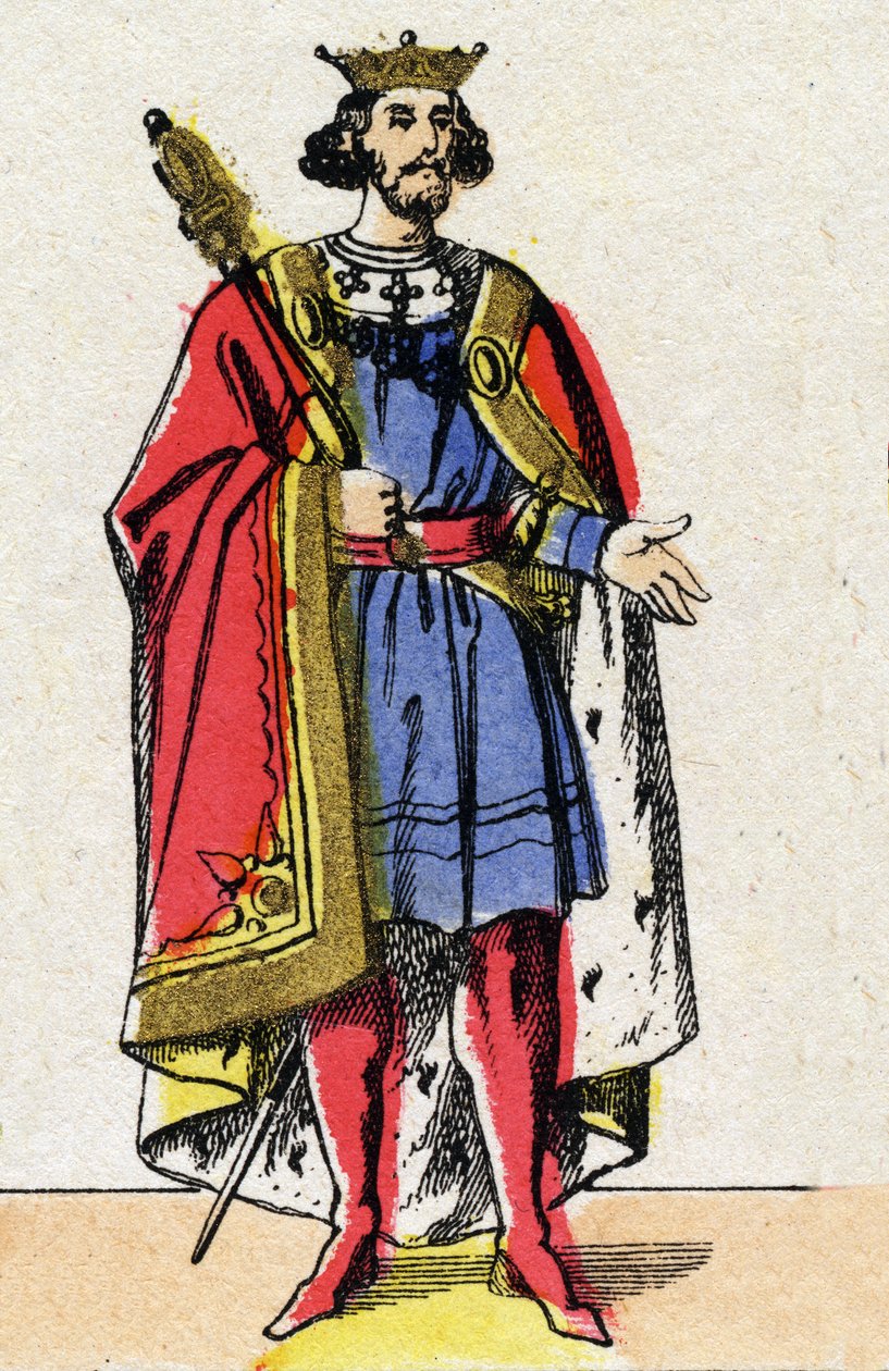 Dinastia dos Capetianos: Retrato de Henrique I (1009-1060), Rei dos Francos de 1031 a 1060. Imagem epinal do final do século XIX. Coleção particular. de French School