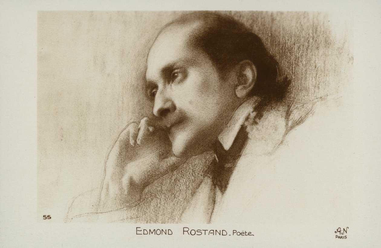 Edmond Rostand (1868-1918), poeta e dramaturgo francês (litografia) de French School