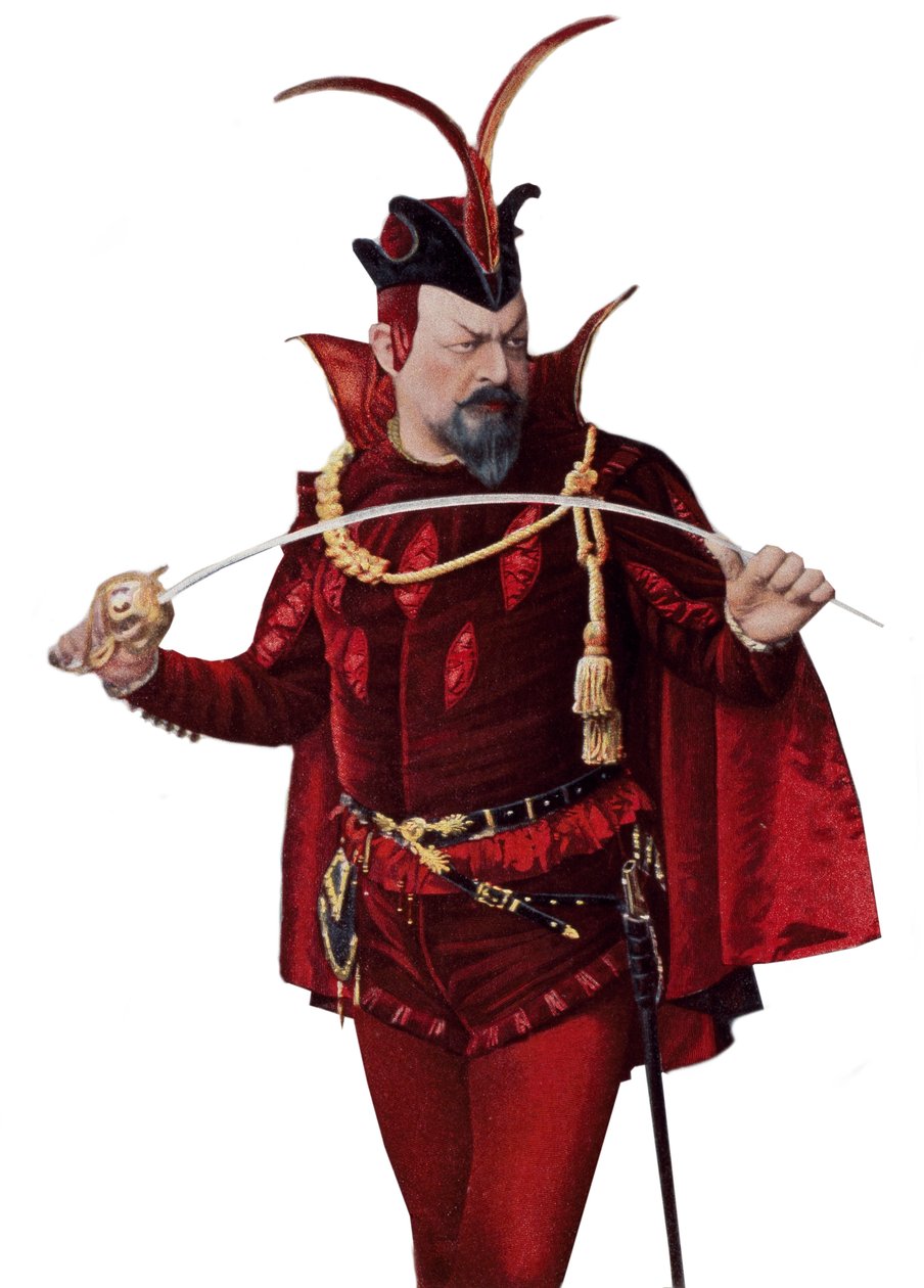 Edouard de Reszke no papel de Mefistófeles - Edouard de Reszke (1853-1917) no papel de Mefistófeles (Mephisto) em "Fausto" - em "Teatro" de 01/09/1905 de French School