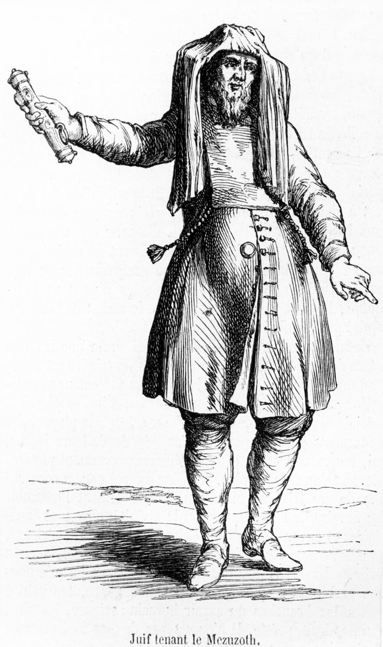 Judeu francês do século XVIII, segurando uma Mezuzoth de French School