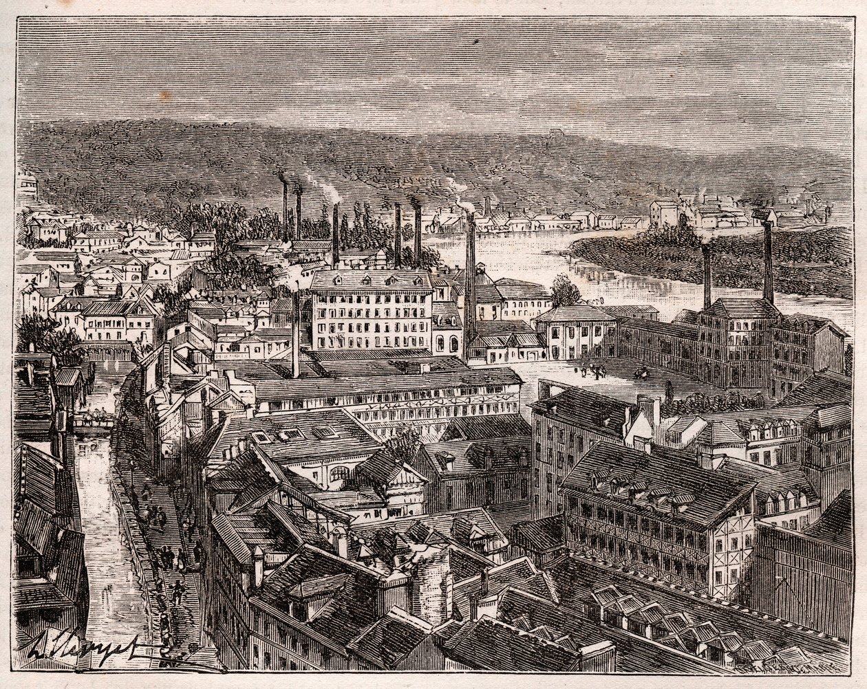 Elbeuf - Seine-Maritime - gravura em "La France illustree: geographie, histoire, administration statistique" de V.A. Malt-Brown. 1884 de French School